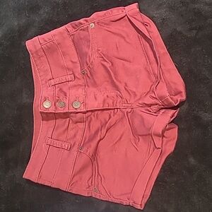 Burgundy high waisted jean shorts